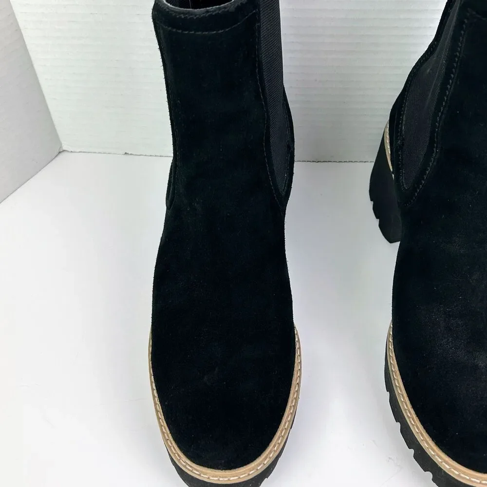 Dolce Vita Hawk H20 Waterproof Suede Lug Sole Boots Black High Ankle Booties 11